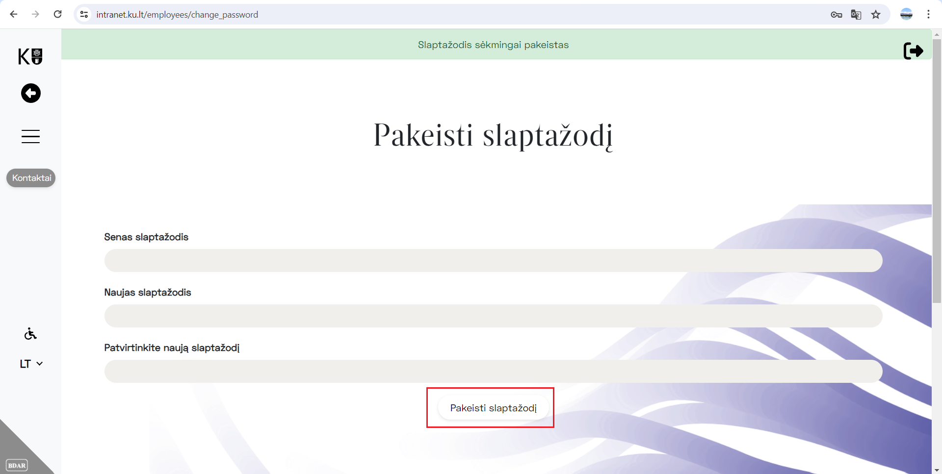 Successful Password Change
