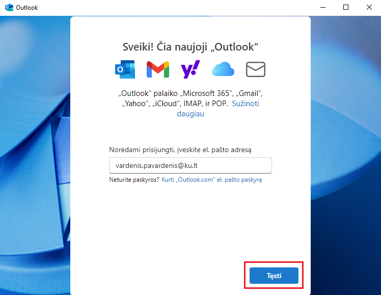 Email input window