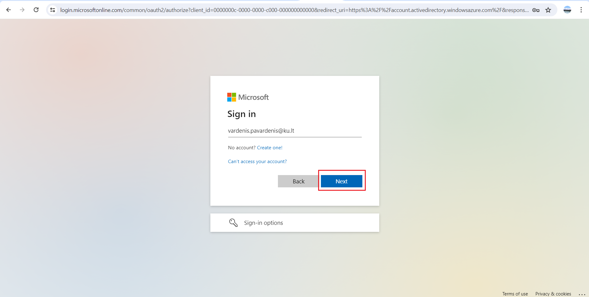 Entering Email Address